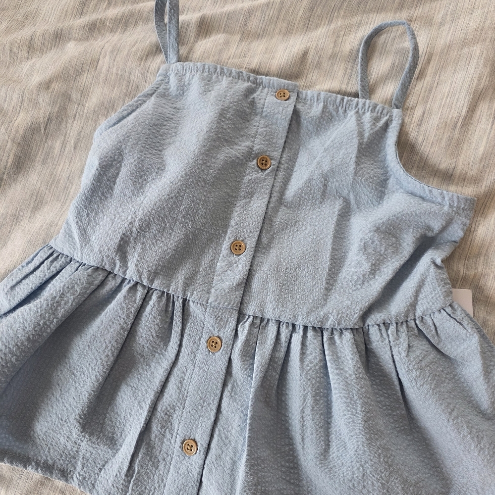 Btween Blue Textured Fabric Peplum Top, Girls Size 10